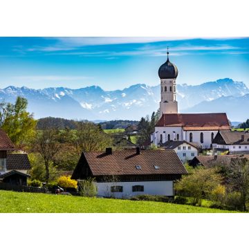 Lais Puzzle - Schönes Oberbayern: Münsing am Starnberger See mit Panoramablick auf Kirche und die Alpen mit Zugspitze - 100, 200, 500 & 1.000 Teile