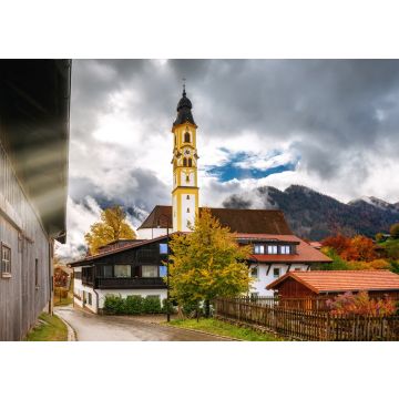 Lais Puzzle - Das Bergstädtchen Pfronten mit dramatischem Himmel und erstaunlichem Sonnenlicht an einem goldenen Herbsttag - 100, 200, 500 & 1.000 Teile