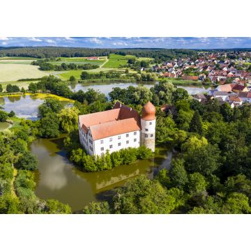 Lais Puzzle - Luftaufnahme, Wasserschloss Neuhaus, Gemeinde Adelsdorf, Bayern, Deutschland - 1.000 Teile