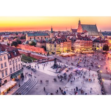 Lais Puzzle - Warschau, Polen: Schlossplatz und das Königsschloss, Zamek Krolewski w Warszawie im Sonnenuntergang des Sommers - 100, 200, 500 & 1.000 Teile