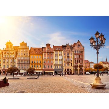 Lais Puzzle - Zentraler Marktplatz in Breslau Polen mit alten bunten Häusern, Straße Laterne Lampe und zu Fuß Touristen Menschen bei herrlichen atemberaubenden Morgen Sonnenaufgang - 100, 200, 500 & 1.000 Teile