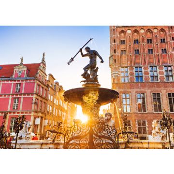 Lais Puzzle - Polen, Danzig, Berühmter Neptunbrunnen bei Sonnenuntergang. Beliebte Touristenattraktion und Reiseziel in Europa - 100, 200, 500 & 1.000 Teile