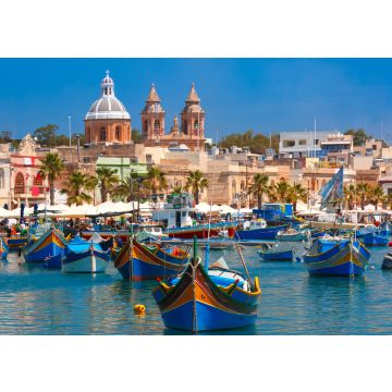 Lais Puzzle - Traditionell beäugte bunte Boote Luzzu im Hafen des mediterranen Fischerdorfs Marsaxlokk, Malta - 100, 200, 500 & 1.000 Teile