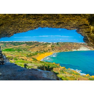 Lais Puzzle - Luftaufnahme der Ir-Ramla-Bucht auf Gozo durch die Tal-Mixta-Höhle, Malta - 100, 200, 500 & 1.000 Teile