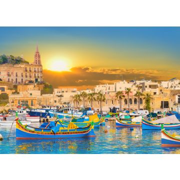 Lais Puzzle - Marsaxlokk Bucht Hafen von Malta, mit schöner Architektur und Boote in der Abenddämmerung - 100, 200, 500 & 1.000 Teile