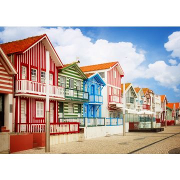 Lais Puzzle - Straße mit typisch gestreiften Häusern Costa Nova, Aveiro, Portugal, retrogetönt - 100, 200, 500 & 1.000 Teile
