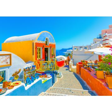 Lais Puzzle - Typische bunte enge Gasse in Oia, dem schönsten Dorf der Insel Santorin in Griechenland - 100, 200, 500 & 1.000 Teile
