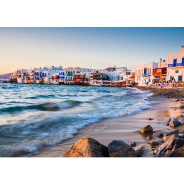 Lais Puzzle - Rauschende Wellen und ein Abendessen bei Sonnenuntergang im märchenhaften Mykonos-Viertel Klein-Venedig, Mykonos, Griechenland - 100, 200, 500 & 1.000 Teile