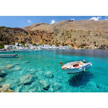 Lais Puzzle - Kleines Motorboot in der Klarwasserbucht der Stadt Loutro auf der Insel Kreta, Griechenland - 100, 200, 500 & 1.000 Teile