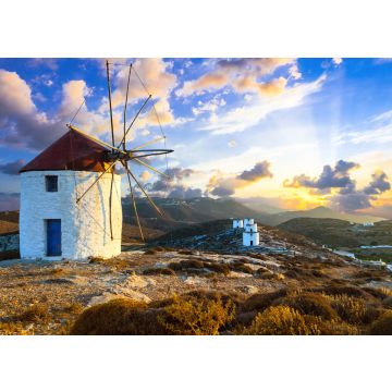 Lais Puzzle - schöner Sonnenuntergang über Windmühlen. Insel Amorgos, Griechenland - 100, 200, 500 & 1.000 Teile
