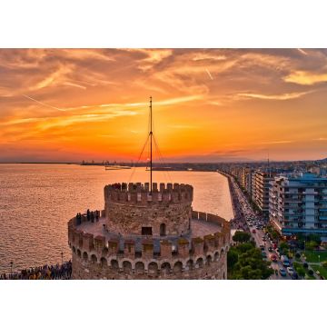 Lais Puzzle - Luftaufnahme des berühmten Weißen Turms von Thessaloniki bei Sonnenuntergang, Griechenland. - 100, 200, 500 & 1.000 Teile