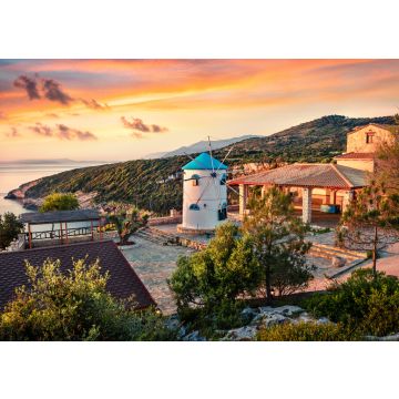 Lais Puzzle - Morgen Szene mit Windmühle. Bunte Frühling Sonnenaufgang auf der Insel Zakynthos, Korithi Lage, Ionisches Meer, Griechenland - 100, 200, 500 & 1.000 Teile