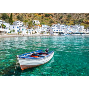 Lais Puzzle - Fischerboot und das malerische Dorf Loutro auf Kreta, Griechenland - 100, 200, 500 & 1.000 Teile