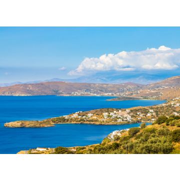 Lais Puzzle - Blick über die Buchten von Batsi und Gavrion auf der griechischen Kykladen-Insel Andros mit der Insel Euböa am Horizont - 100, 200, 500 & 1.000 Teile