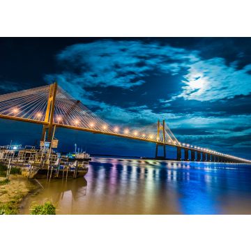 Lais Puzzle - Blick auf die Hängebrücke Ingeniero Marcial Candioti bei Sonnenuntergang, Santa Fe, Argentinien - 100, 200, 500, 1.000 & 2.000 Teile