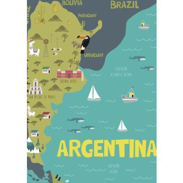 Lais Puzzle - Illustrationskarte von Argentinien mit Natur, Tieren und Landmarken - 100, 200, 500, 1.000 & 2.000 Teile