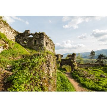 Lais Puzzle - Die Ruinen der Burg. Burg Khust (ruini). Die Burg wurde als königlich-ugrische Festung zum Schutz der Salzstraße von Solotvyn, einschließlich des Khust-Tors und der Umgebung, gebaut. Es ist ein Denkmal von nationaler Bedeutung Architektur...