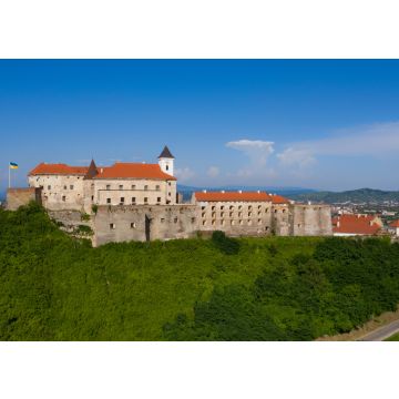Lais Puzzle - Malerischer Blick auf die Burg Palanok mit den roten Dächern unter dem blauen Himmel in Mukatschewo, Transkarpatien in der Ukraine. Horizontale Außenaufnahme - 100, 200, 500, 1.000 & 2.000 Teile