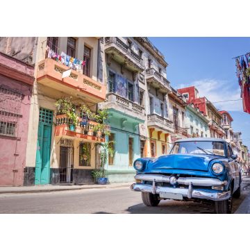 Lais Puzzle - Blauer amerikanischer Oldtimer in einer bunten Straße in Havanna, Kuba - 100, 200, 500 & 1.000 Teile