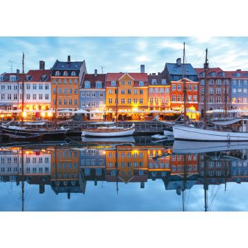 Lais Puzzle - Panorama der Nordseite des Nyhavn mit bunten Fassaden alter Häuser und alter Schiffe in der Altstadt von Kopenhagen, der Hauptstadt Dänemarks - 1.000 Teile