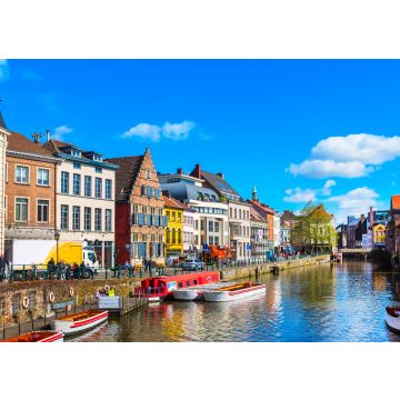 Lais Puzzle - Alte, farbenfrohe, traditionelle Häuser entlang des Kanals und Boote im beliebten Touristenziel Gent, Belgien - 100, 200, 500 & 1.000 Teile