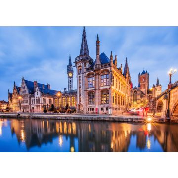 Lais Puzzle - Gent, Belgien. Mittelalterliche Gebäude mit Blick auf den Graslei-Hafen am Fluss Leie. - 100, 200, 500 & 1.000 Teile