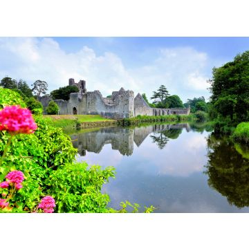 Lais Puzzle - Mittelalterliche Burg Desmond, Irland mit Flussreflexionen und Blumen, Adare, Grafschaft Limerick - 100, 200, 500 & 1.000 Teile
