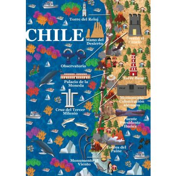 Lais Puzzle - Karte Chile - 100, 200, 500 & 1.000 Teile