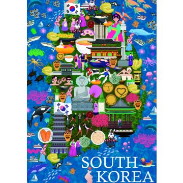 Lais Puzzle - Karte Südkorea - 100, 200, 500 & 1.000 Teile