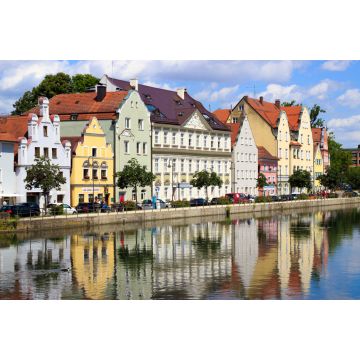 Lais Puzzle - Stadtbild von Landshut im Sommer mit Spiegelung im Fluss - 2.000 Teile