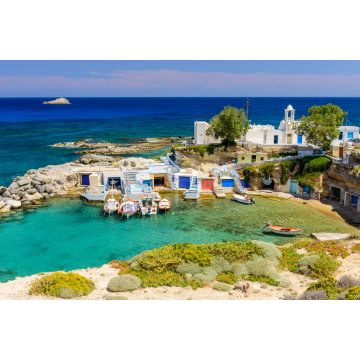 Lais Puzzle - Das malerische Dorf Mandrakia (traditionelles griechisches Dorf am Meer) mit Sirmate - traditionellen Fischerhäusern, Insel Milos, Kykladen, Griechenland. - 2.000 Teile