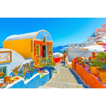 Lais Puzzle - Typische bunte enge Gasse in Oia, dem schönsten Dorf der Insel Santorin in Griechenland - 2.000 Teile