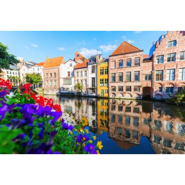 Lais Puzzle - alte Stadthäuser an einem Kanal in Gent, Belgien - 2.000 Teile