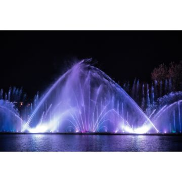 Lais Puzzle - Musikalischer Multimedia-Brunnen mit bunten Lichtern bei Nacht. Ukraine, Winnyzaa - 2.000 Teile