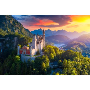 Lais Puzzle - Luftaufnahme von Schloss Neuschwanstein mit malerischer Berglandschaft bei Füssen, Bayern, Deutschland. Schloss Neuschwanstein bei Sonnenuntergang, Deutschland - 2.000 Teile