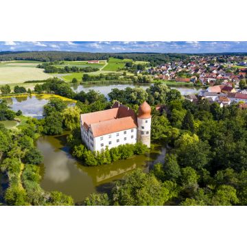 Lais Puzzle - Luftaufnahme, Wasserschloss Neuhaus, Gemeinde Adelsdorf, Bayern, Deutschland - 2.000 Teile