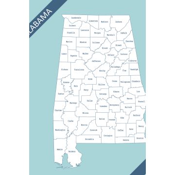Lais Puzzle - Karte der Counties von Alabama - 2.000 Teile