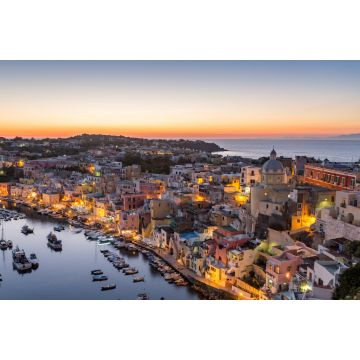 Lais Puzzle - Procida, Sonnenuntergang über dem Hafen von La Corricella. Neapel, Kampanien, Italien - 2.000 Teile