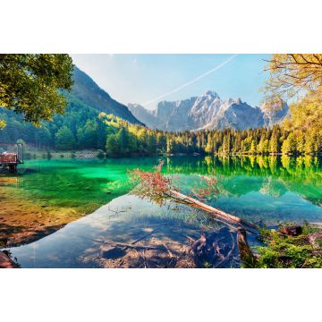 Lais Puzzle - Bunte Sommeransicht des Fusine Sees. Helle Morgenszene der Julischen Alpen mit Mangart-Spitze auf Hintergrund, Provinz Udine, Italien, Europa - 2.000 Teile
