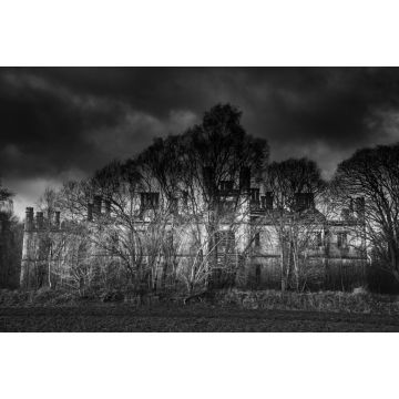 Lais Puzzle - Schwarz-Weiß-Bild der Burgruine Dunmore in Airth, Falkirk, Schottland, Großbritannien - 2.000 Teile