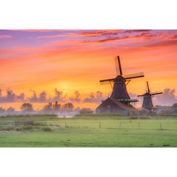 Lais Puzzle - Traditionelles Dorf mit holländischen Windmühlen und Fluss bei Sonnenuntergang, Holland, Niederlande - 2.000 Teile