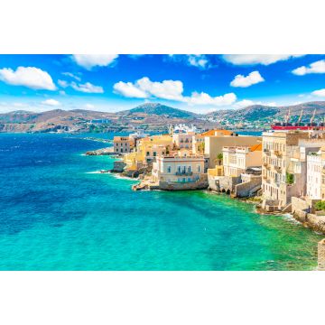 Lais Puzzle - Farbenfrohe Landschaft der griechischen Insel Syros. Ermoupoli Stadt entlang des Ägäischen Meeres, Griechenland - 2.000 Teile
