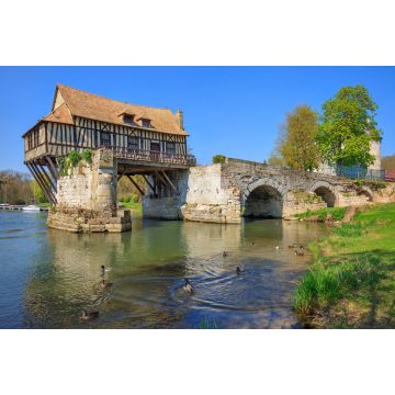 Lais Puzzle - Alte Mühle auf der Seine-Brücke, Vernon, Normandie, Frankreich - 2.000 Teile