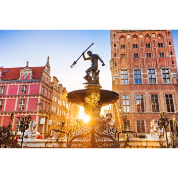 Lais Puzzle - Polen, Danzig, Berühmter Neptunbrunnen bei Sonnenuntergang. Beliebte Touristenattraktion und Reiseziel in Europa - 2.000 Teile