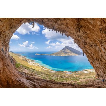Lais Puzzle - Die berühmte "Grande Grotta", eines der beliebtesten Klettergebiete auf der Insel Kalymnos, Griechenland. Im Hintergrund die Insel Telendos - 2.000 Teile