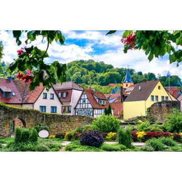 Lais Puzzle - Blick auf die alte Stadtmauer und Fachwerkhäuser in Bad Orb, Hessen, Deutschland - 2.000 Teile
