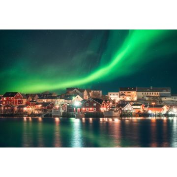 Lais Puzzle - Nordlicht über Fischerdorf auf Lofoten - 2.000 Teile