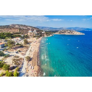 Lais Puzzle - Blick von oben auf den Strand von Tolo oder "Psili Ammos" von den beliebtesten Touristenorten von Argolida auf dem Peloponnes, Griechenland - 2.000 Teile