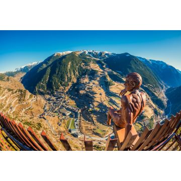 Lais Puzzle - Fischaugenblick auf das Dorf Canillo Andorra und seine Umgebung - 2.000 Teile
