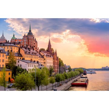 Lais Puzzle - Stockholm, Schweden. Scenic Sommer Sonnenuntergang Blick mit bunten Himmel der Altstadt Architektur in Sodermalm Bezirk - 2.000 Teile